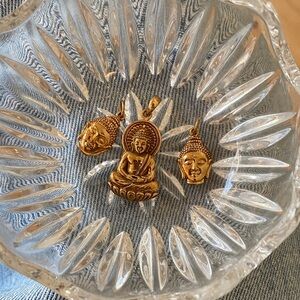 Brass Buddha Pendants - Set of 3